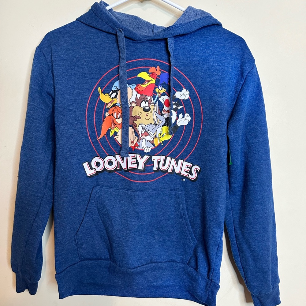 Looney Tunes Juniors Size XS(1) - 9 Blue Sweatshirt Hoodie Pullover New